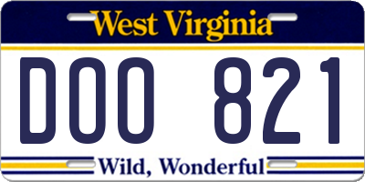 WV license plate DOO821