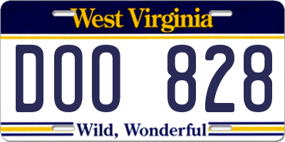 WV license plate DOO828