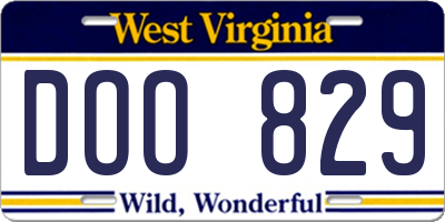 WV license plate DOO829