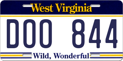 WV license plate DOO844