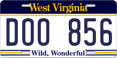 WV license plate DOO856