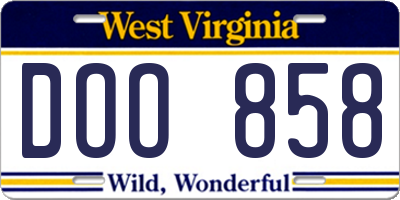 WV license plate DOO858