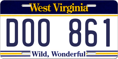 WV license plate DOO861