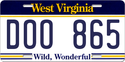 WV license plate DOO865
