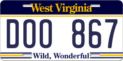 WV license plate DOO867
