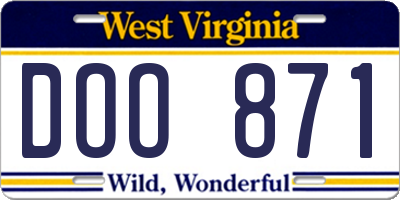 WV license plate DOO871