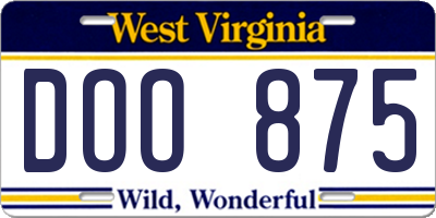WV license plate DOO875
