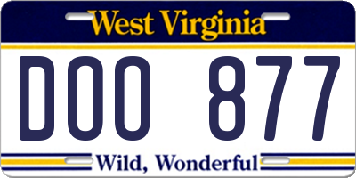 WV license plate DOO877