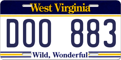 WV license plate DOO883