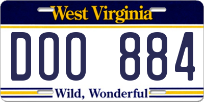 WV license plate DOO884