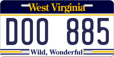 WV license plate DOO885
