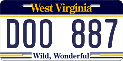 WV license plate DOO887