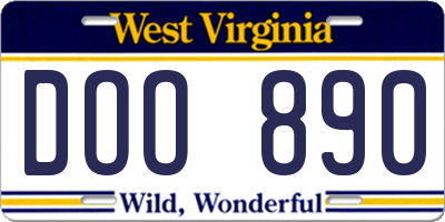 WV license plate DOO890