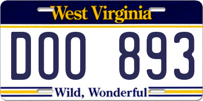 WV license plate DOO893