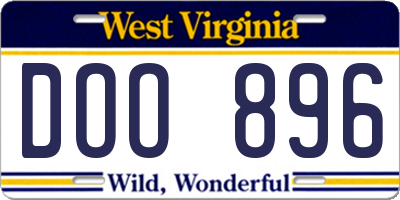 WV license plate DOO896