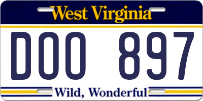 WV license plate DOO897