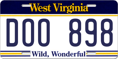 WV license plate DOO898