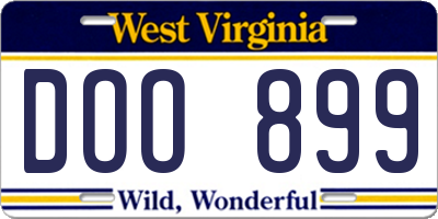 WV license plate DOO899