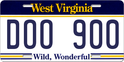 WV license plate DOO900