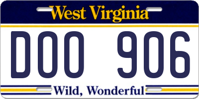 WV license plate DOO906