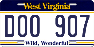 WV license plate DOO907