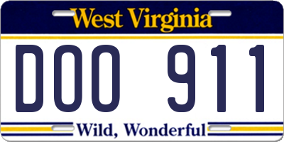 WV license plate DOO911