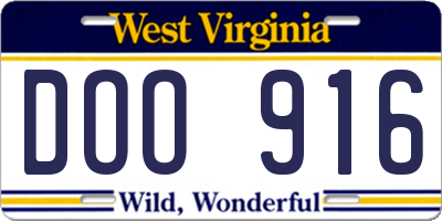 WV license plate DOO916