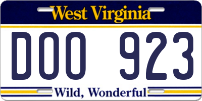 WV license plate DOO923