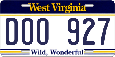 WV license plate DOO927