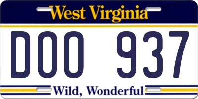 WV license plate DOO937