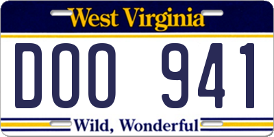 WV license plate DOO941
