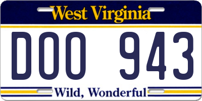 WV license plate DOO943