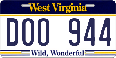 WV license plate DOO944