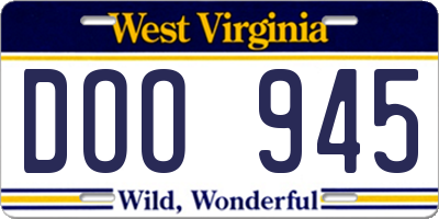 WV license plate DOO945