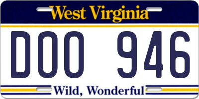 WV license plate DOO946