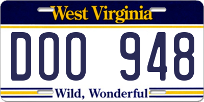 WV license plate DOO948