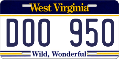 WV license plate DOO950