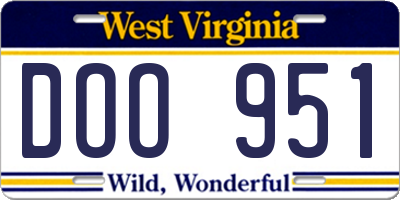 WV license plate DOO951