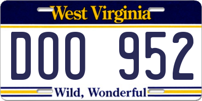 WV license plate DOO952