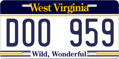 WV license plate DOO959