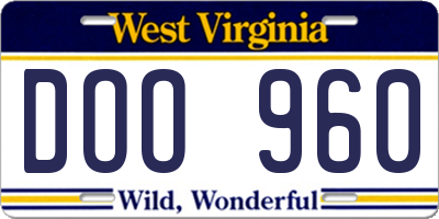 WV license plate DOO960