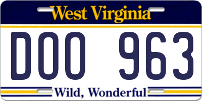 WV license plate DOO963