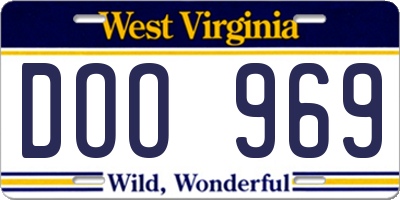 WV license plate DOO969