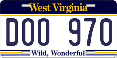 WV license plate DOO970