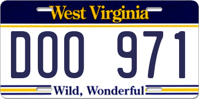 WV license plate DOO971