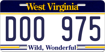 WV license plate DOO975