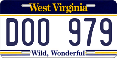 WV license plate DOO979