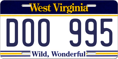 WV license plate DOO995
