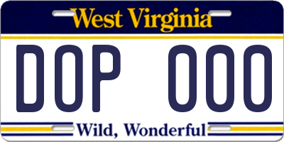 WV license plate DOP000