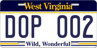 WV license plate DOP002